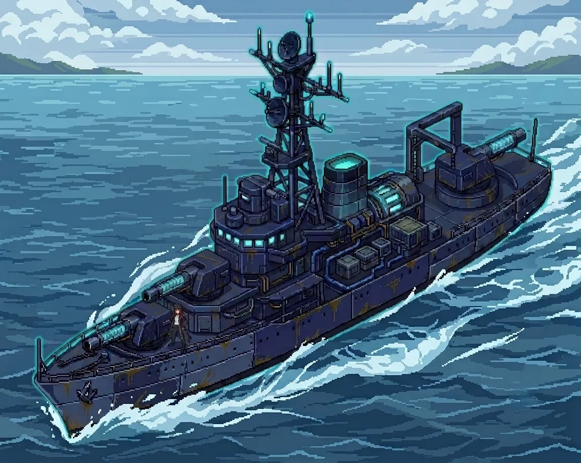 Maria's cruiser-class warship at sea off the south coast