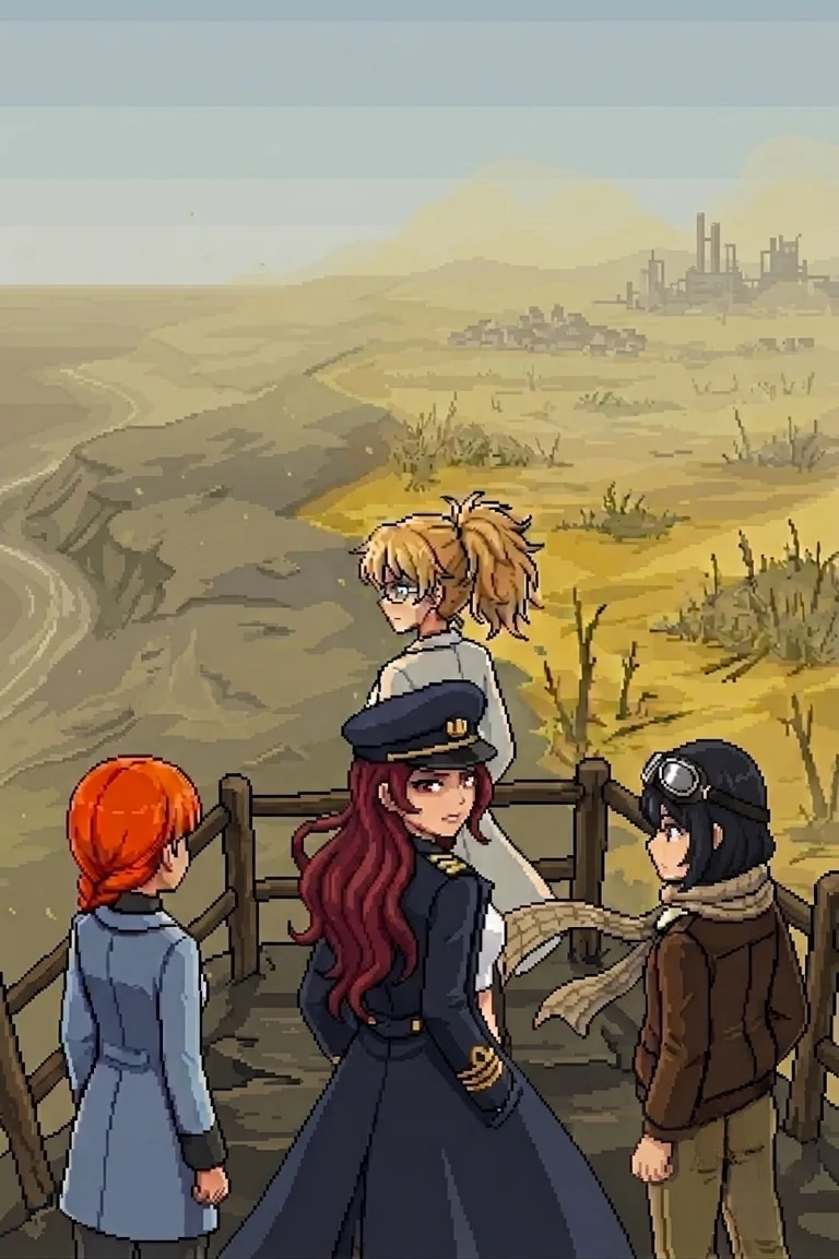 The view north from the lookout platform: the contaminated interior of Panzer Island stretching to the horizon, yellow-grey and vast