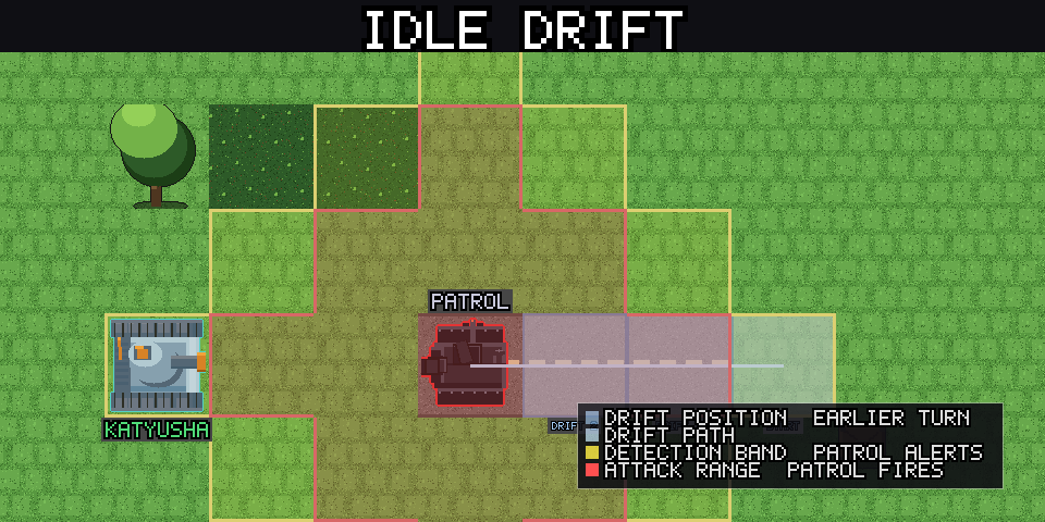 Idle drift: patrol drones drift toward the nearest unit each action even when not alerted